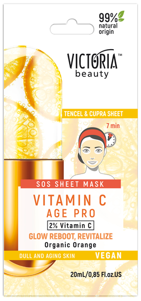 VICTORIA BEAUTY Age Pro Vitamin C lakštinė veido kaukė, 20 ml