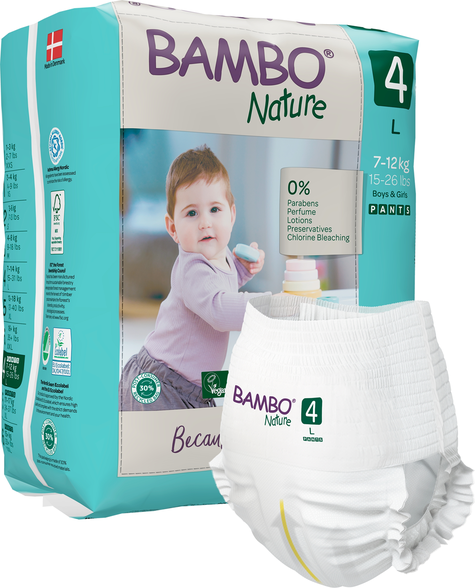 BAMBO Nature L-4, 7-14 kg sauskelnės-kelnaitės, 20 vnt.