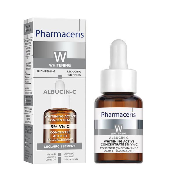 PHARMACERIS W Albucin-C 5 % pigmentacijos balinimo koncentratas, 30 ml