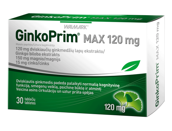 GINKOPRIM   MAX 120mg tabletės, 30 vnt.