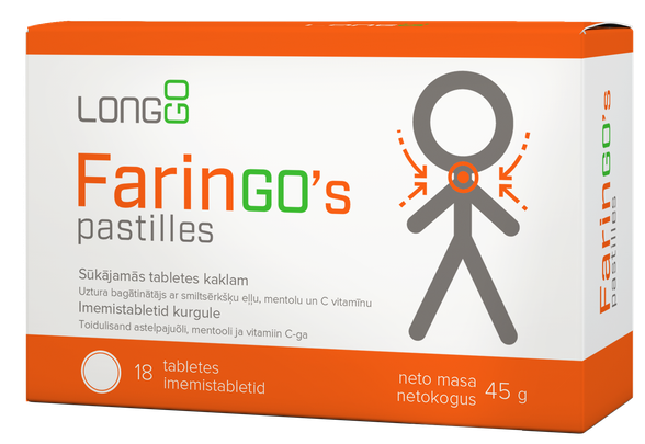 FARINGO'S pastilės, 18 vnt.