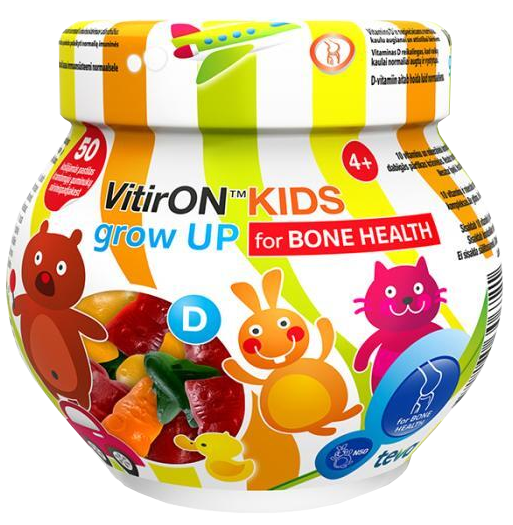 VITIRON Kids Grown UP (4+y.o..) for bone health kramtomosios pastilės, 50 vnt.